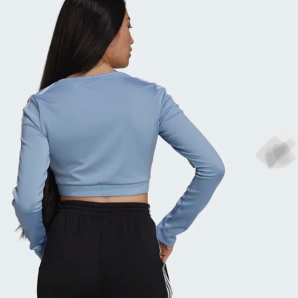 Adidas Women's Long Sleeve Cropped T-Shirt Ambient Sky-size S - Picture 5 of 7